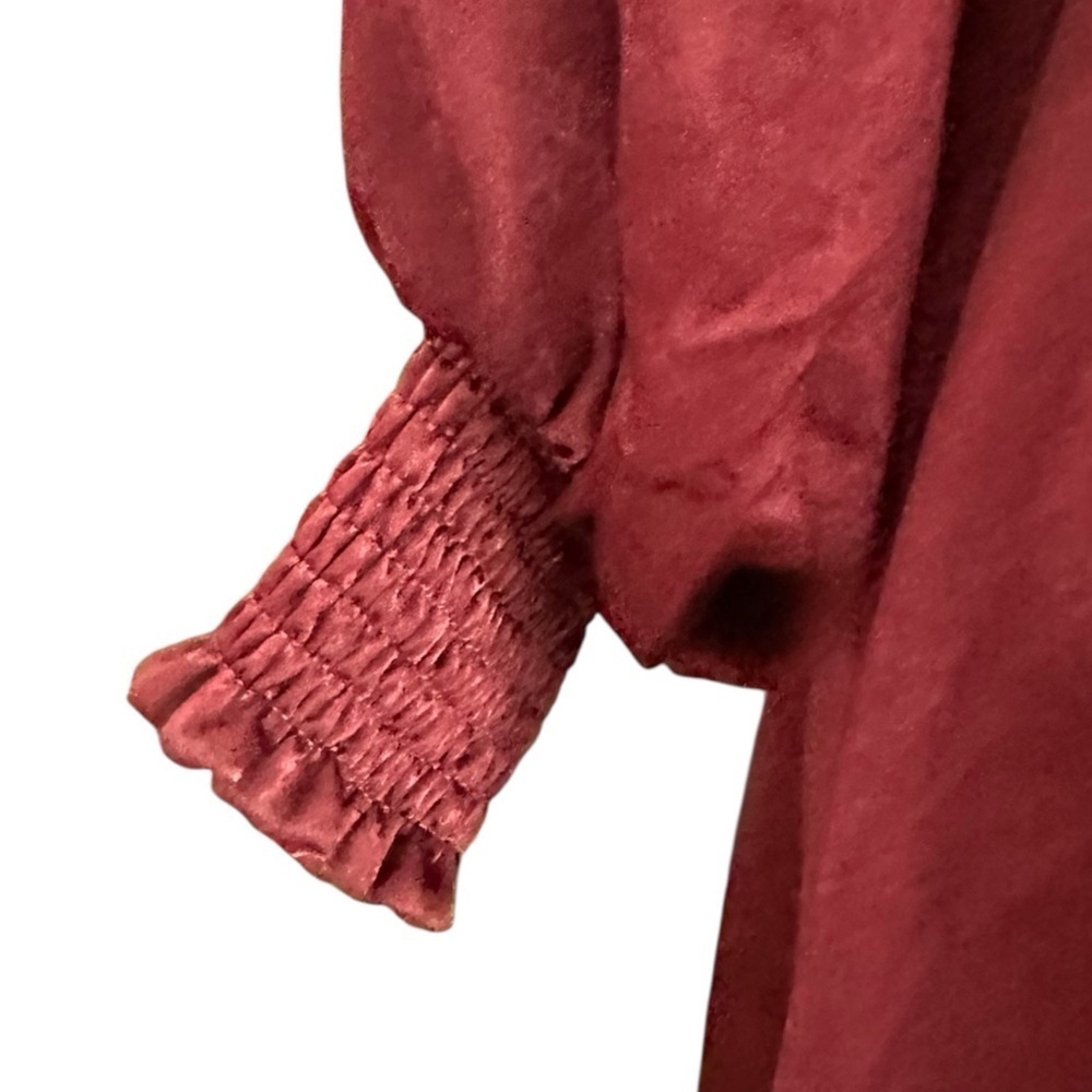 NWT Umgee Burgundy Long Sleeve Maxi Silk Feel Dress Size Small - Picture 3 of 8